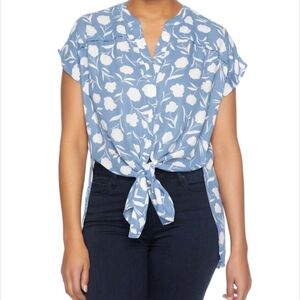 Cooper & Ella Blue and White Floral Blouse